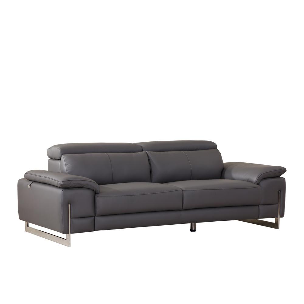31" Tasteful Dark Grey Leather Sofa - 329680. Picture 1
