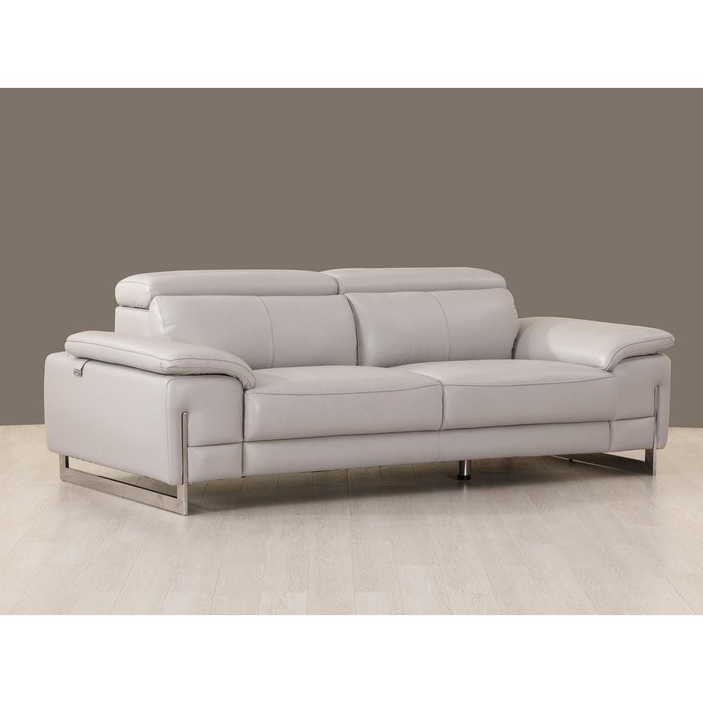 93" Tasteful Light Grey Leather Sofa Set - 329681. Picture 3
