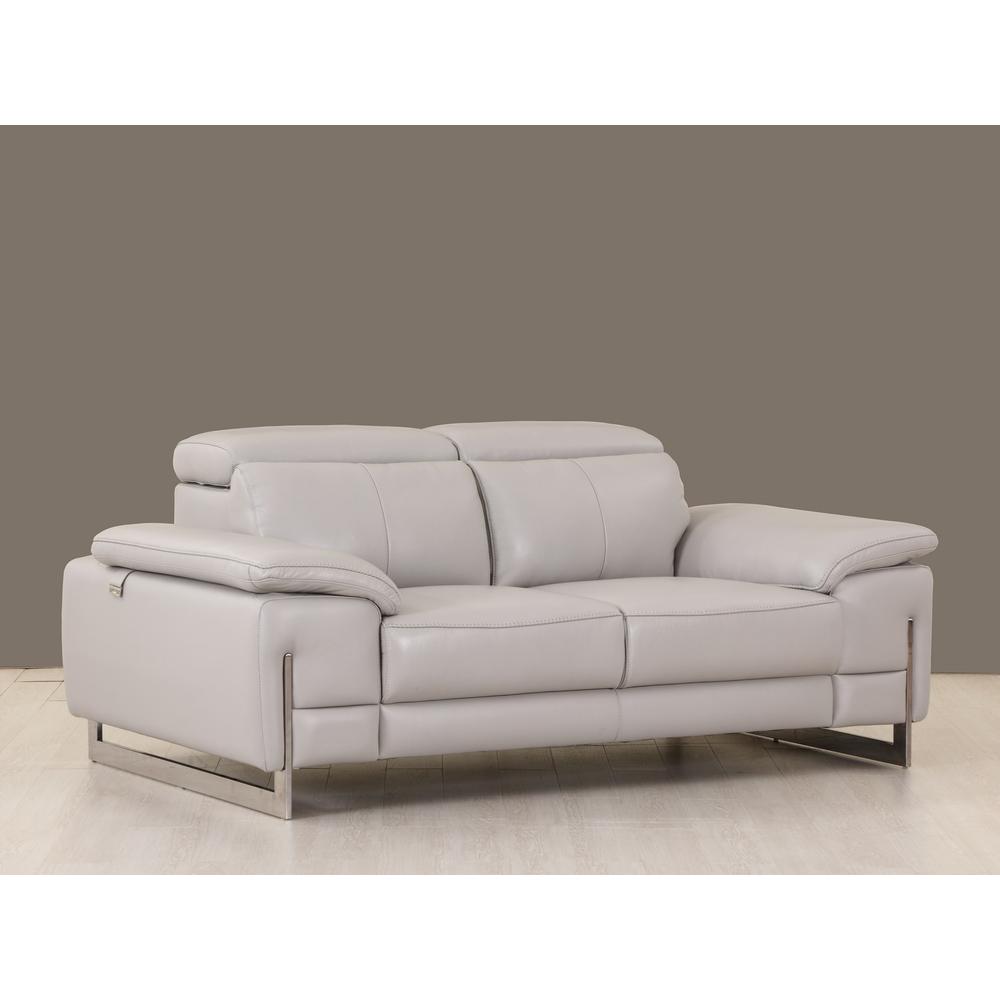 31" Tasteful Light Grey Leather Loveseat - 329683. Picture 2