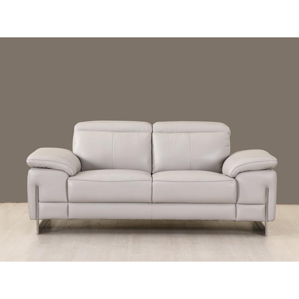 31" Tasteful Light Grey Leather Loveseat - 329683. Picture 3