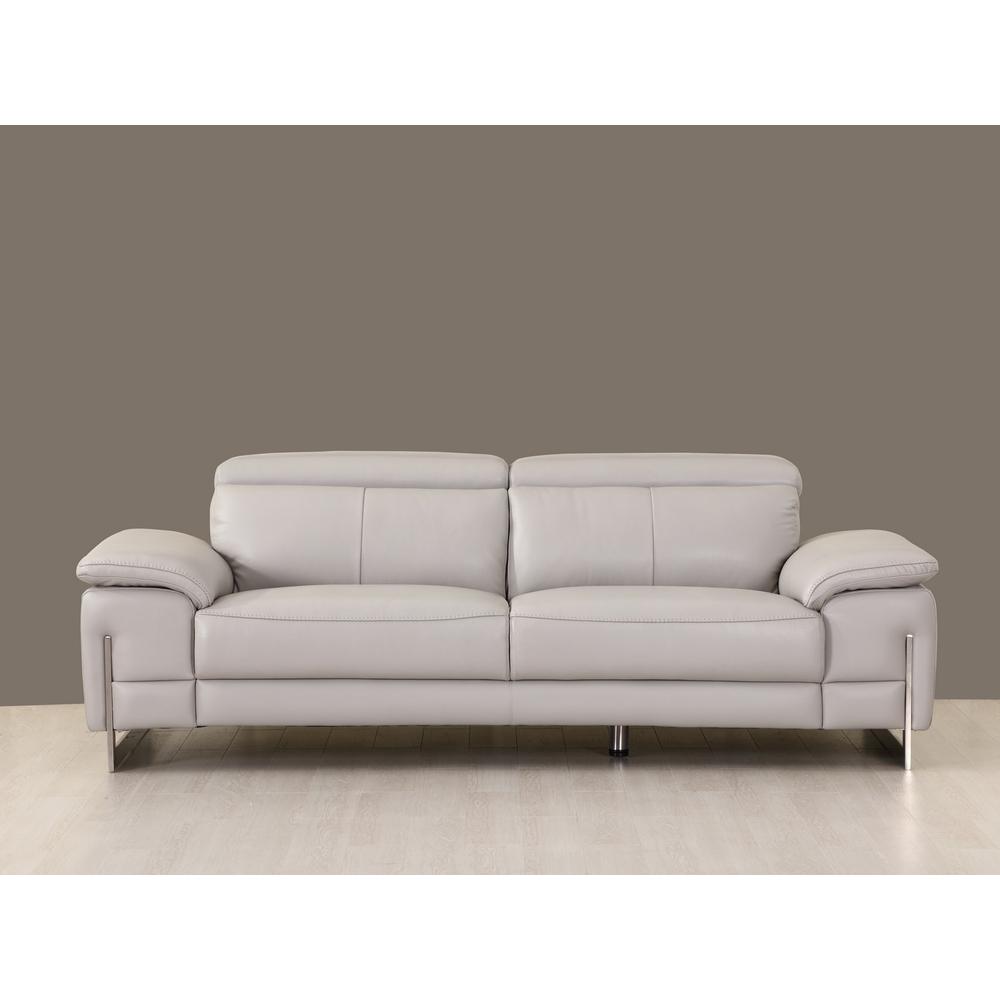 31" Tasteful Light Grey Leather Sofa - 329684. Picture 3