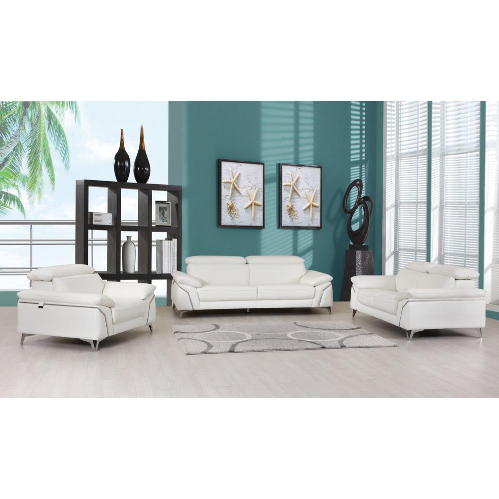 93" White Leather Sofa Set - 329685. Picture 1