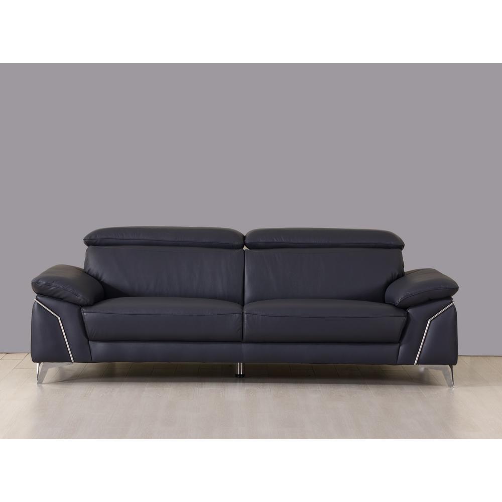 93" Navy Leather Sofa Set - 329689. Picture 3