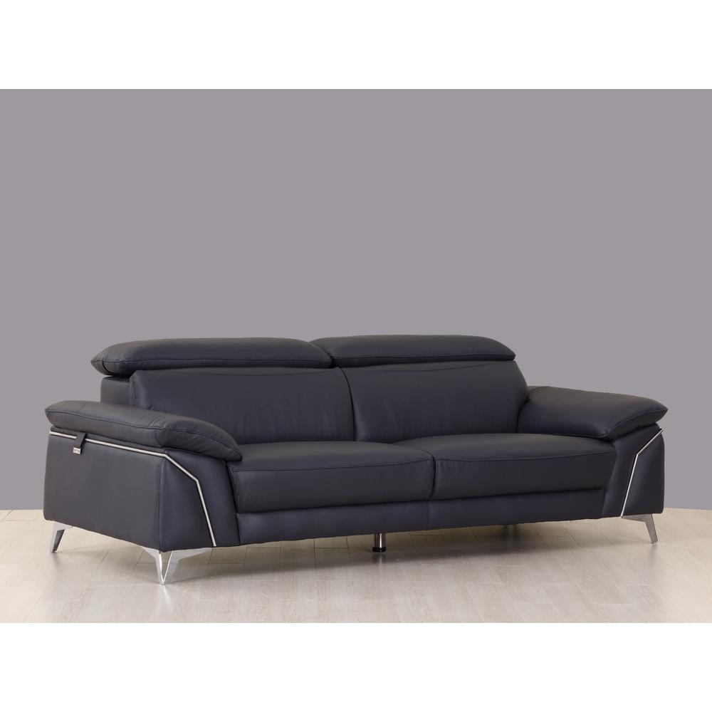 93" Navy Leather Sofa Set - 329689. Picture 4