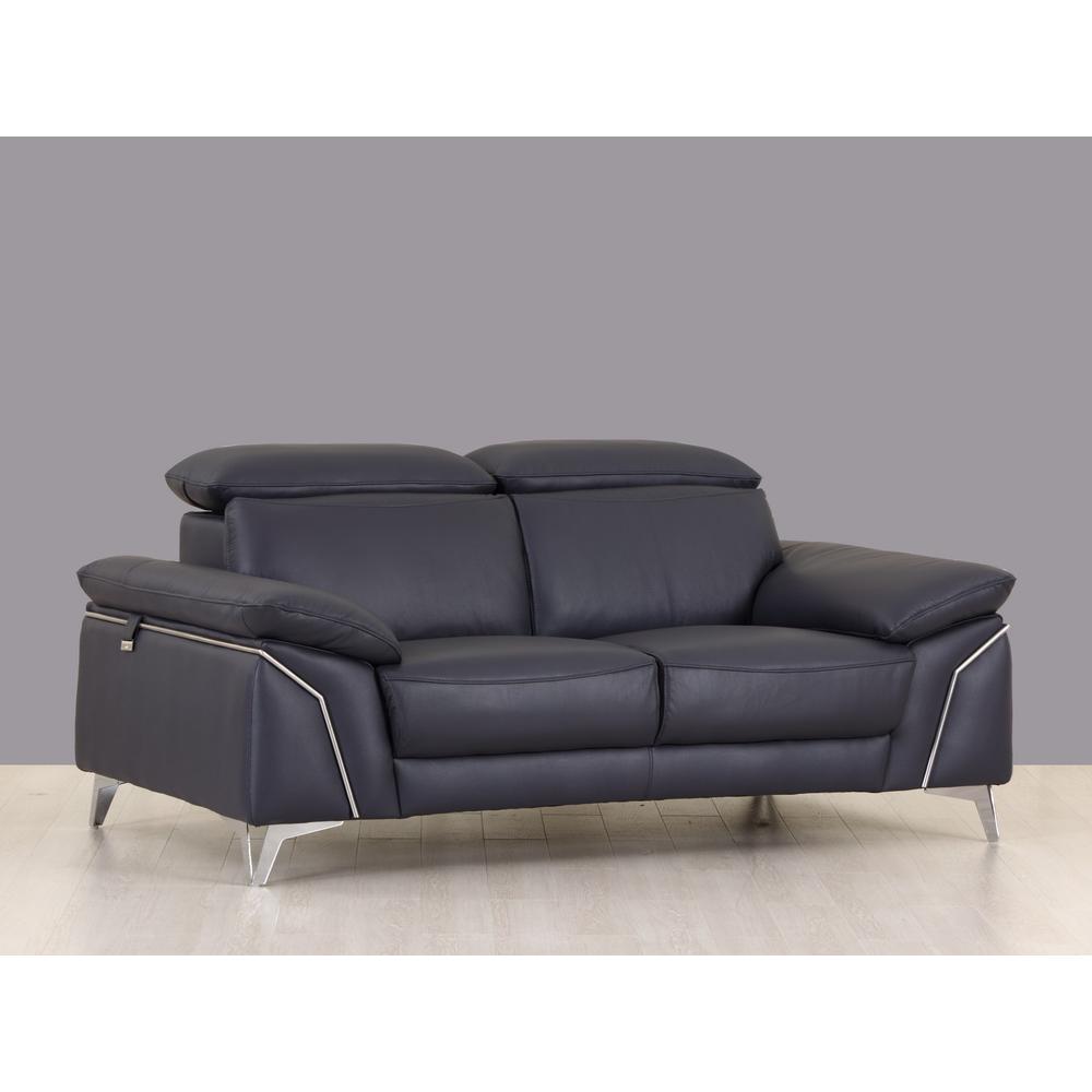 93" Navy Leather Sofa Set - 329689. Picture 6