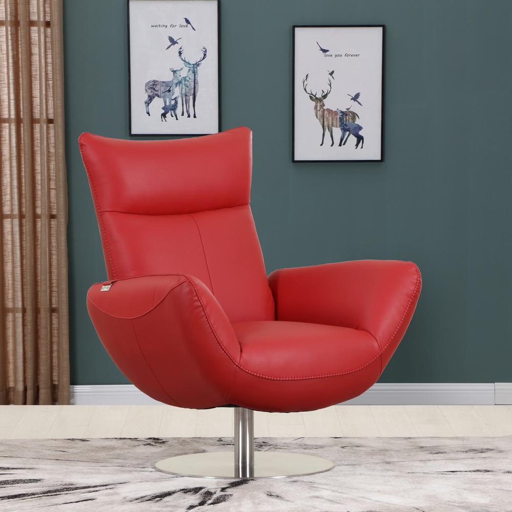 43" Red Contemporary Leather Lounge Chair - 329693. Picture 1