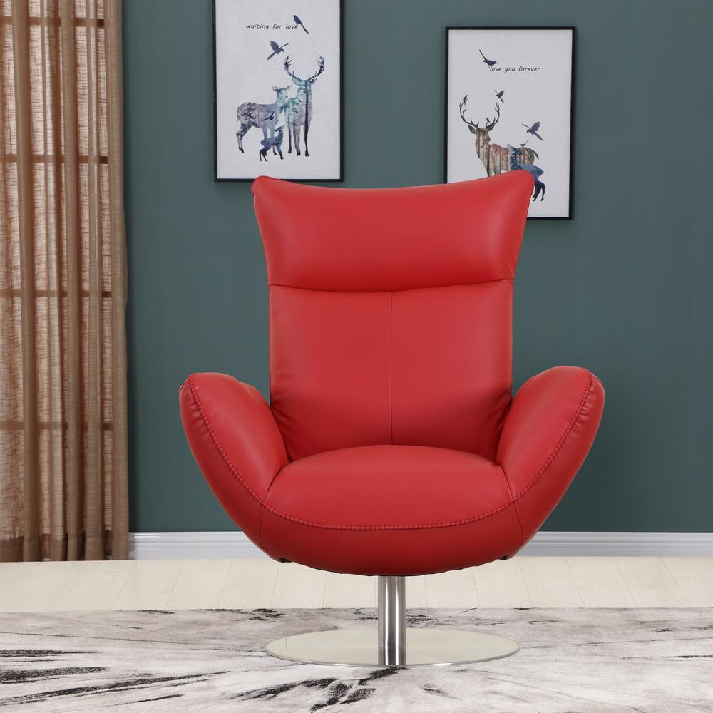 43" Red Contemporary Leather Lounge Chair - 329693. Picture 2