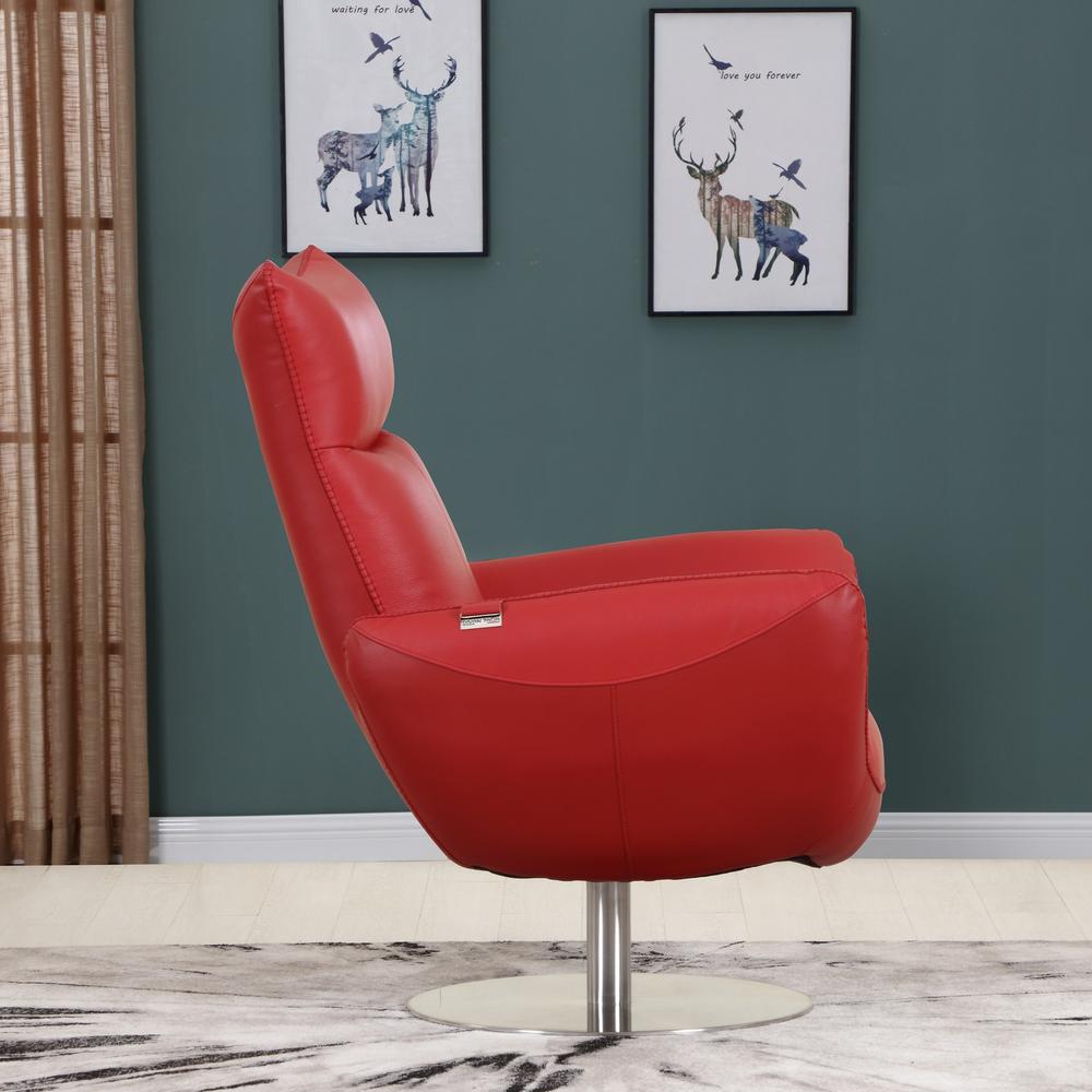 43" Red Contemporary Leather Lounge Chair - 329693. Picture 3