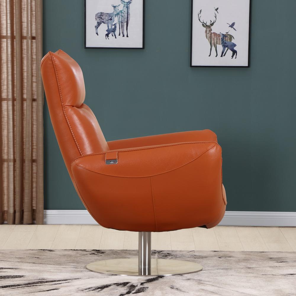 43" Orange Contemporary Leather Lounge Chair - 329694. Picture 3