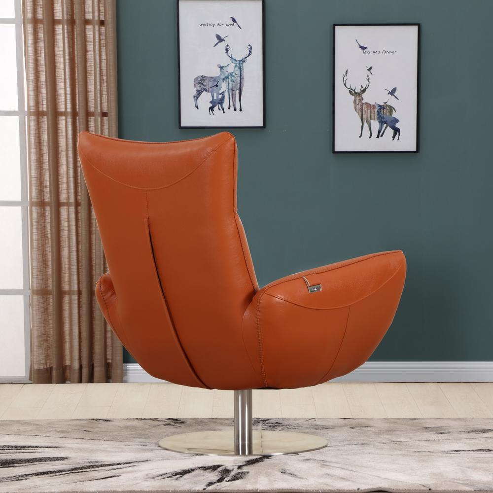 43" Orange Contemporary Leather Lounge Chair - 329694. Picture 4
