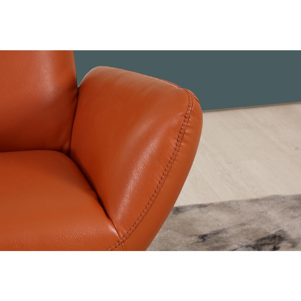43" Orange Contemporary Leather Lounge Chair - 329694. Picture 6