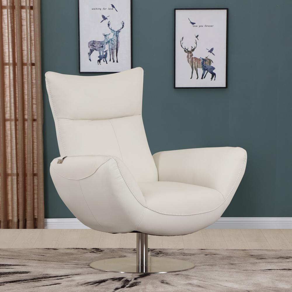 43" White Contemporary Leather Lounge Chair - 329696. Picture 1