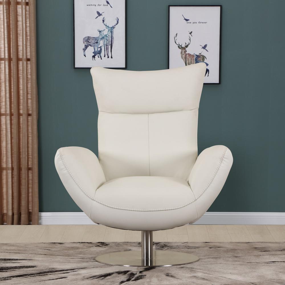 43" White Contemporary Leather Lounge Chair - 329696. Picture 2