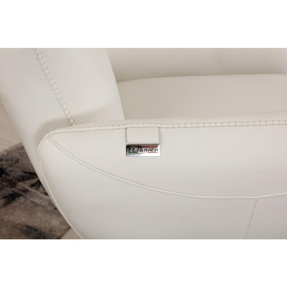 43" White Contemporary Leather Lounge Chair - 329696. Picture 6