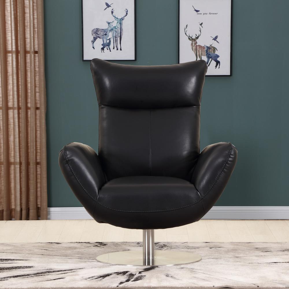 43" Black Contemporary Leather Lounge Chair - 329697. Picture 2