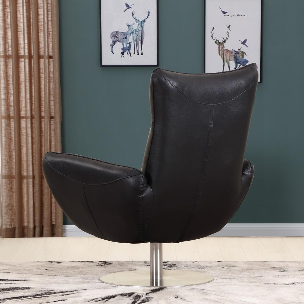 43" Black Contemporary Leather Lounge Chair - 329697. Picture 4