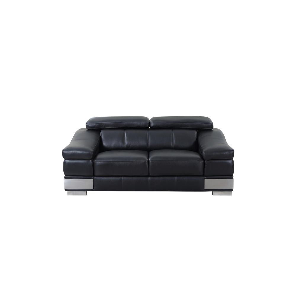 31to 39" Modern Black Leather Loveseat - 329714. Picture 1