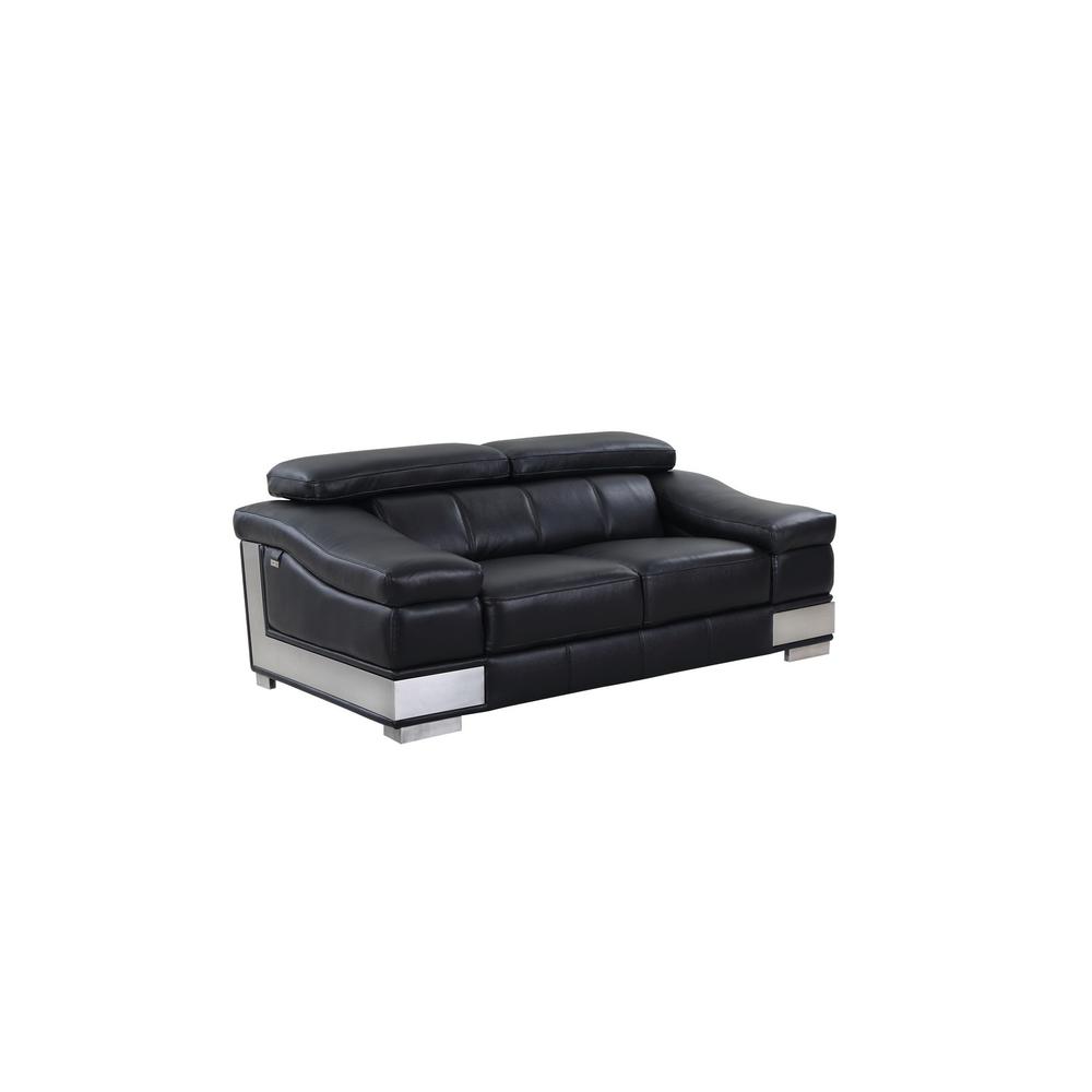 31to 39" Modern Black Leather Loveseat - 329714. Picture 2