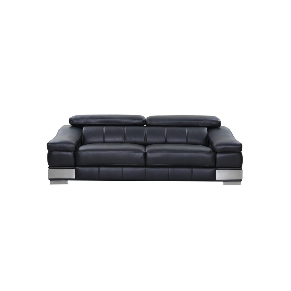 117" Modern Black Leather Sofa Set - 329716. Picture 2