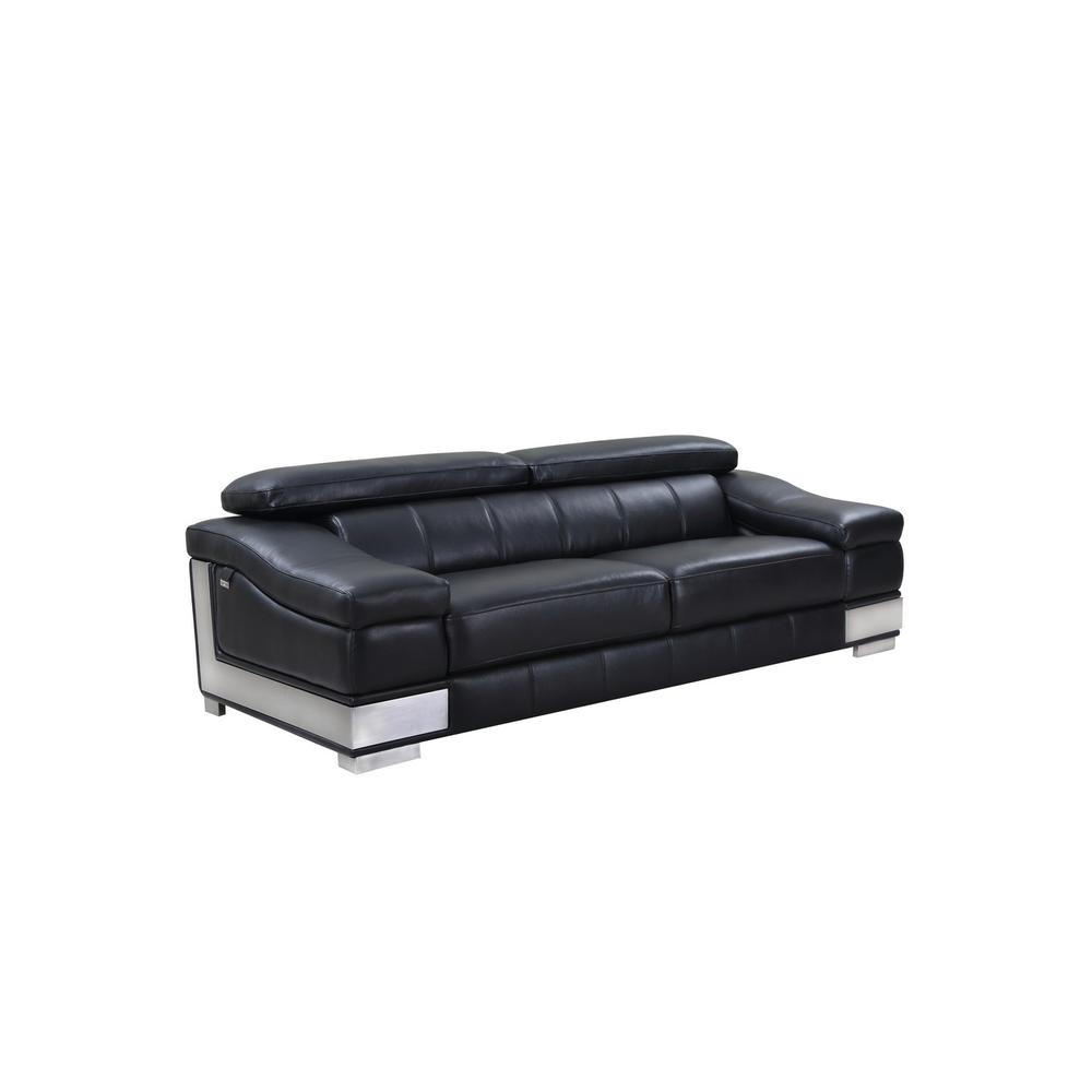 117" Modern Black Leather Sofa Set - 329716. Picture 3