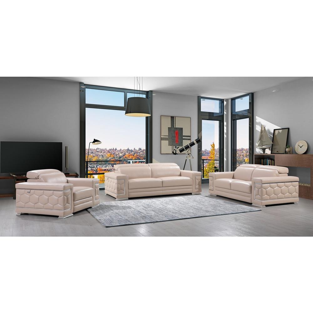 114" Modern Beige Leather Sofa Set - 329717. Picture 1