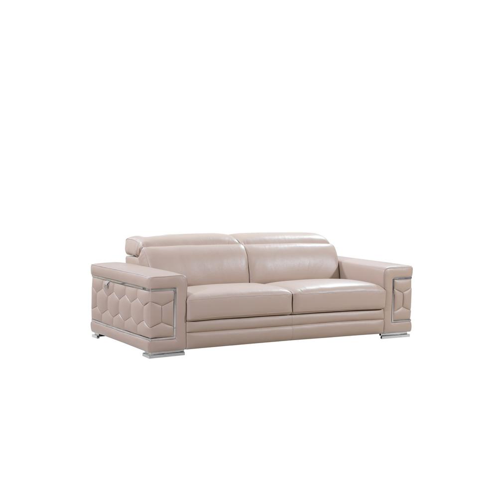 114" Modern Beige Leather Sofa Set - 329717. Picture 3