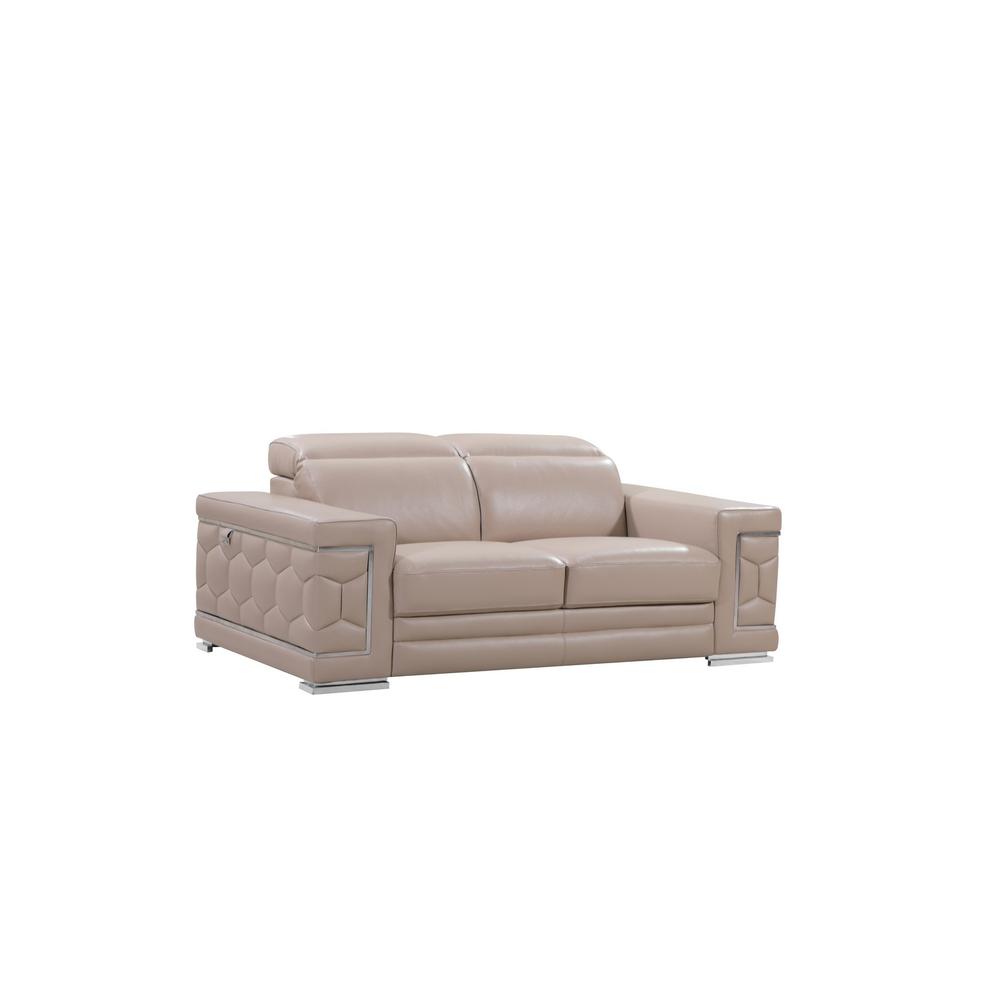 114" Modern Beige Leather Sofa Set - 329717. Picture 4