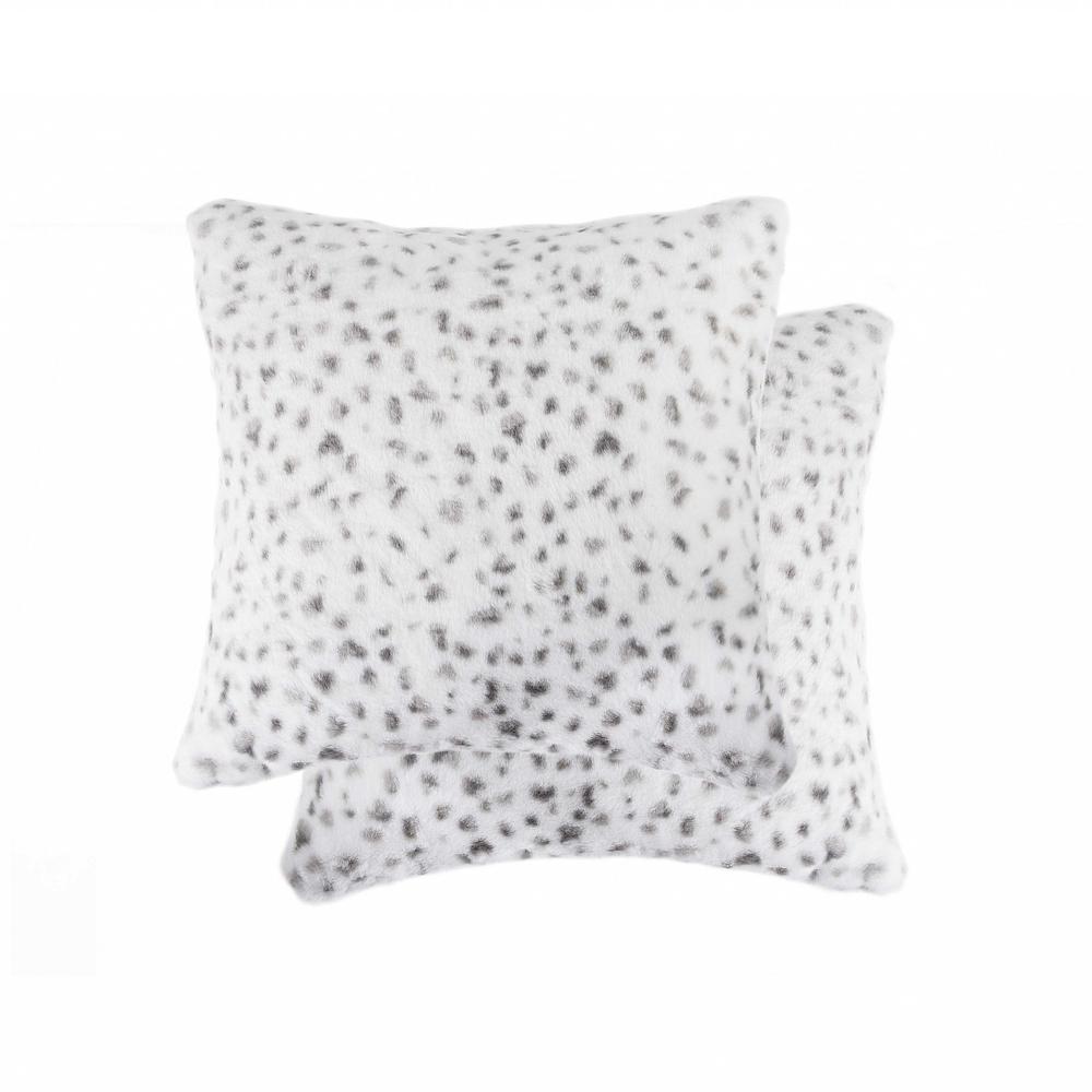 18" x 18" x 5" Snow Leopard Faux Fur  Pillow 2 Pack - 332243. Picture 1
