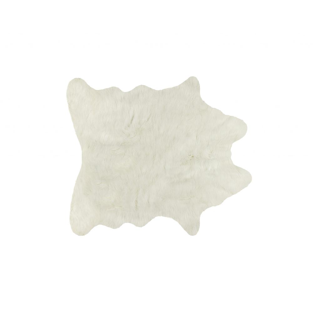 Faux Cowhide Rug 4' x 5'  - Off White - 332248. Picture 1
