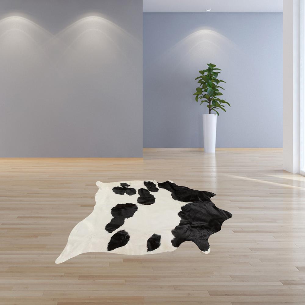 72" x 84" White and Black Cowhide  Rug - 332276. Picture 4