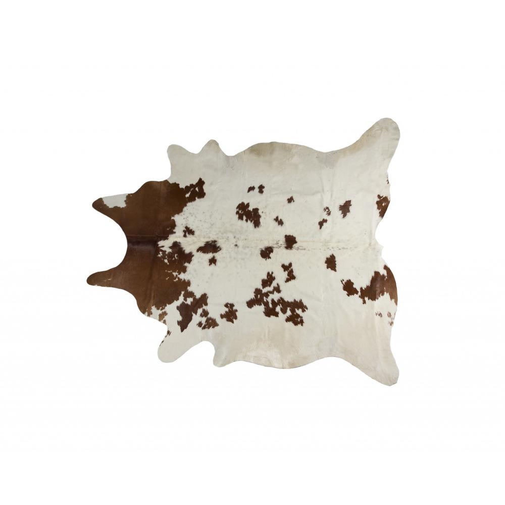 72" x 84" White and Brown Cowhide  Rug - 332277. Picture 1