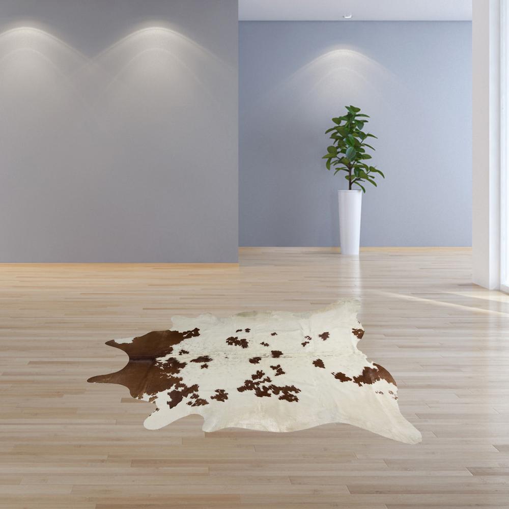72" x 84" White and Brown Cowhide  Rug - 332277. Picture 3