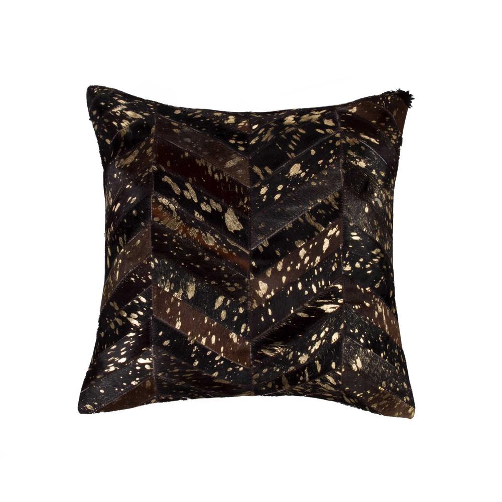 18" x 18" x 5" Chocolate and Gold  Pillow - 332289. Picture 1