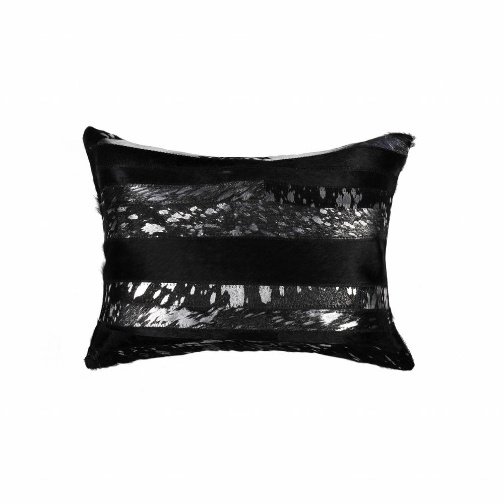12" x 20" x 5" Black and Silver  Pillow - 332291. Picture 1