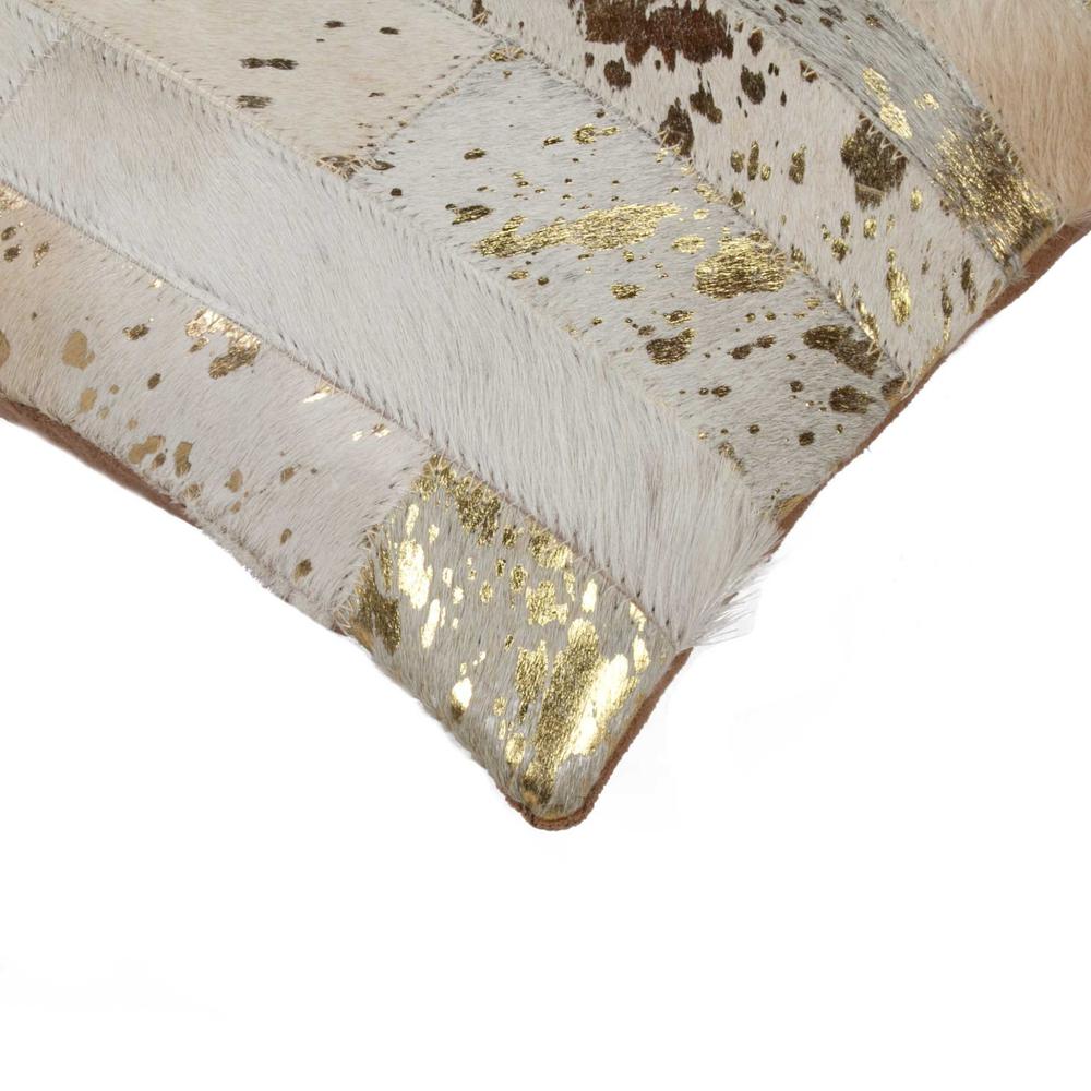 12" x 20" x 5" Natural and Gold  Pillow - 332294. Picture 2