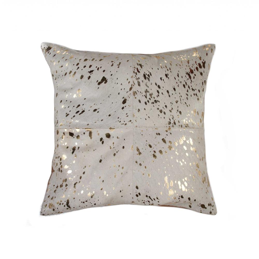 18" x 18" x 5" Natural and Gold  Pillow - 332297. Picture 1
