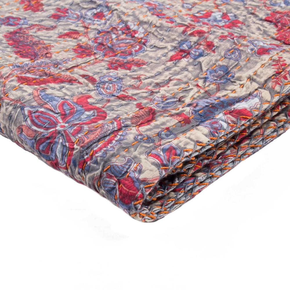 50" x 70" Multicolored, Kantha Cotton - Throw - 332337. Picture 1