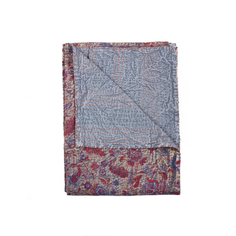 50" x 70" Multicolored, Kantha Cotton - Throw - 332337. Picture 2