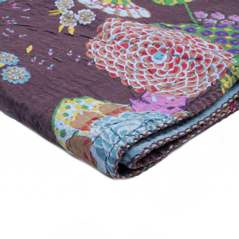 50" x 70" Multicolored, Kantha Cotton - Throw - 332338. Picture 1