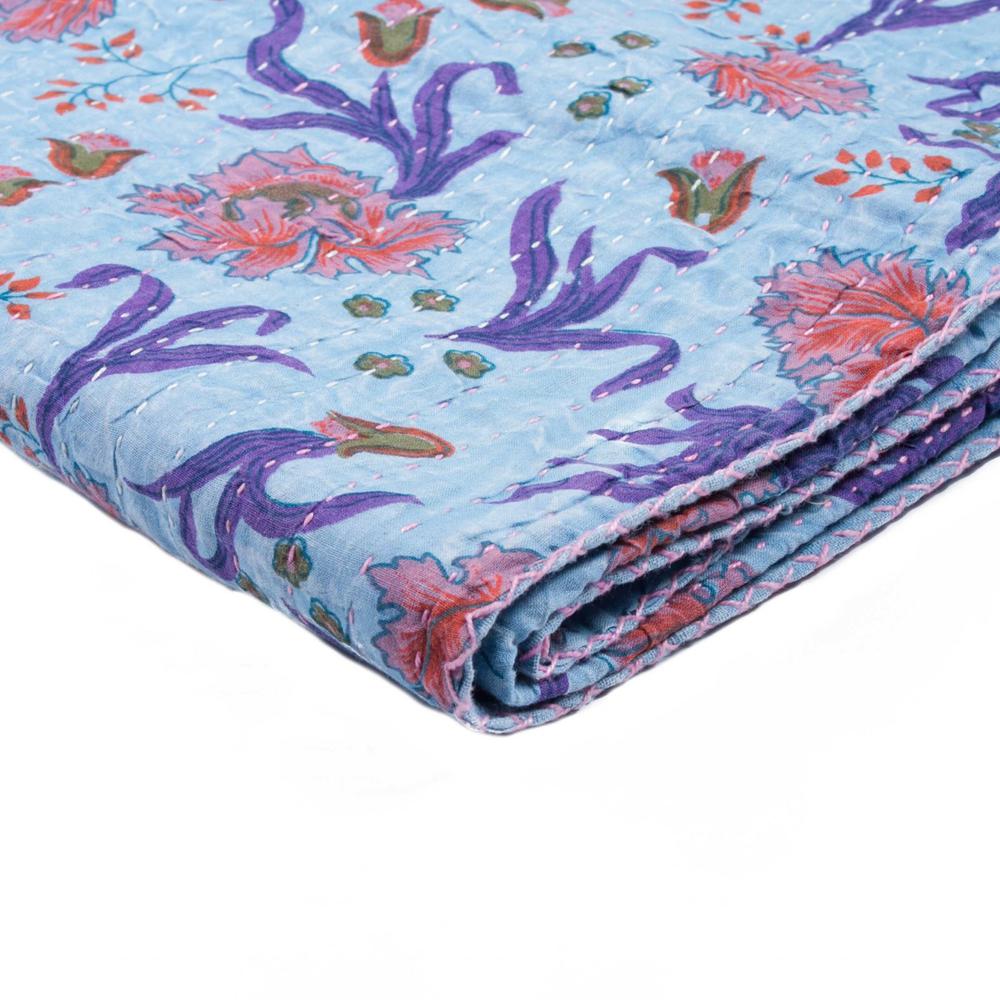 50" x 70" Multicolored, Kantha Cotton - Throw - 332342. Picture 1