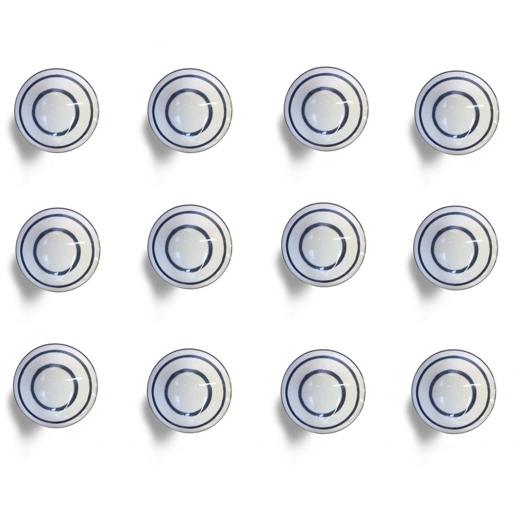 1.5" x 1.5" x 1.5" White and Navy  Knobs 12 Pack - 332349. Picture 3