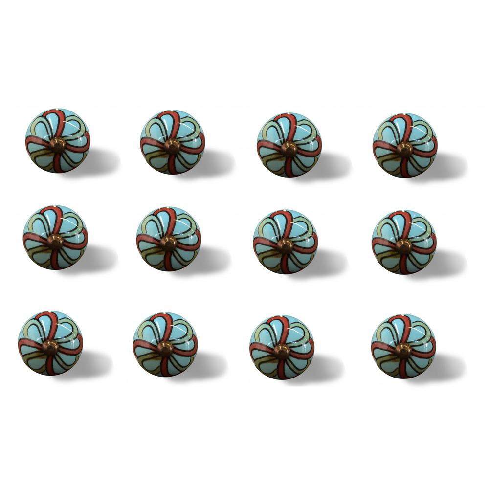 Bohemian Turquoise and Red Set of 12 Knobs - 332351. Picture 3
