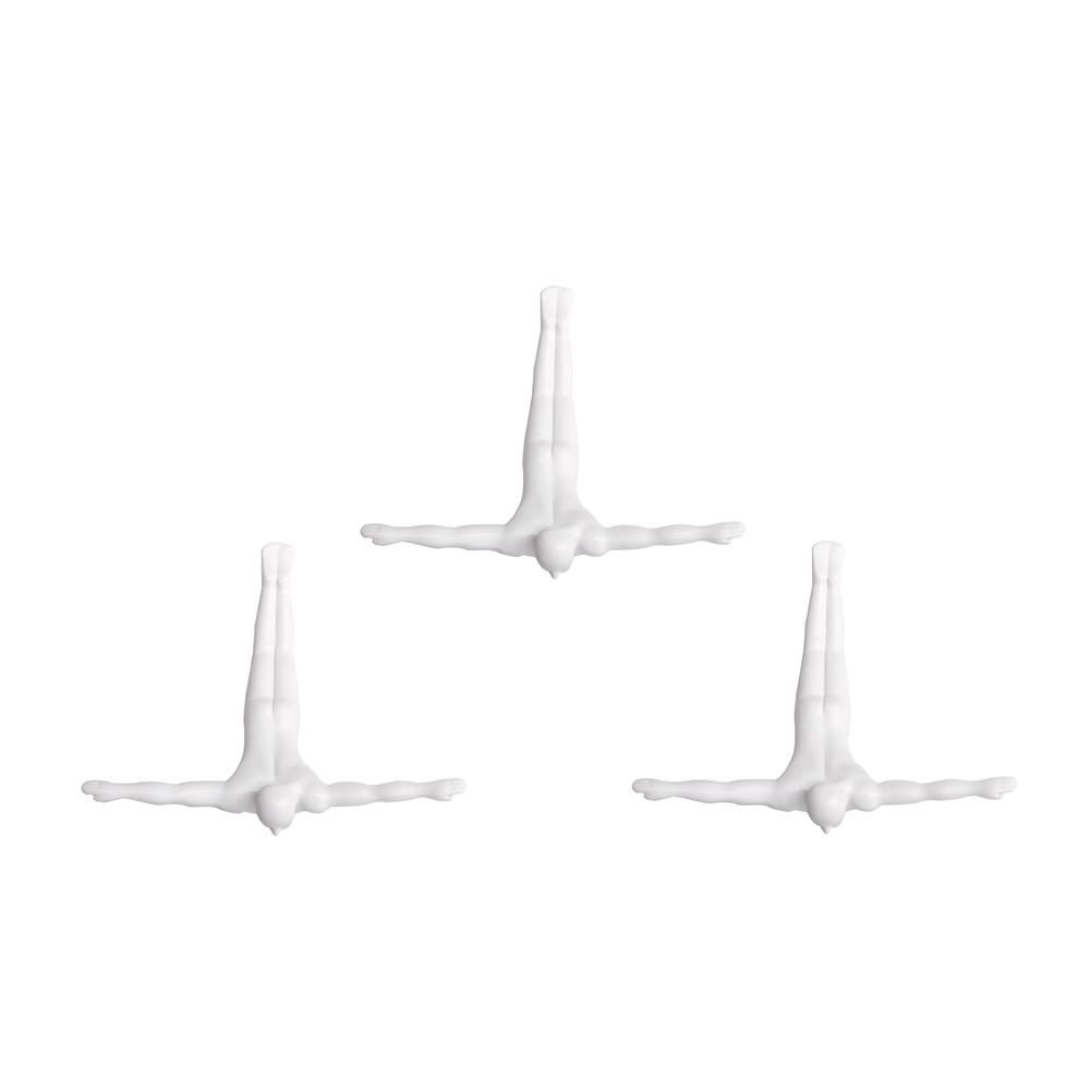 6.5" x 2.5" x 6.5" Wall Diver - White 3-Pack - 332361. Picture 1
