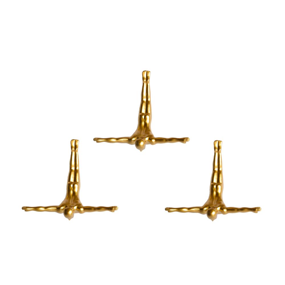 6.5" x 2.5" x 6.5" Wall Diver - Gold 3-Pack - 332362. Picture 1