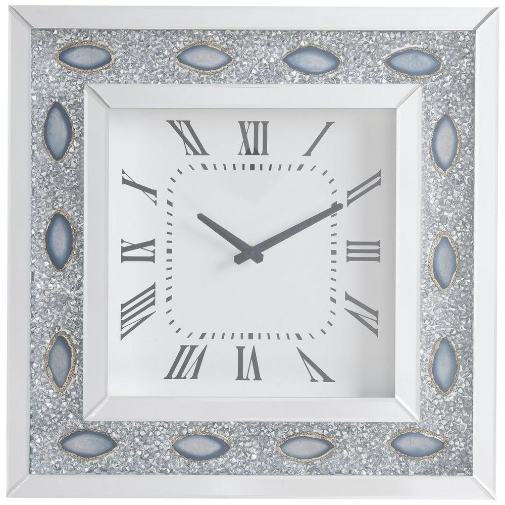 Mirrored Faux Crystal and Agate Wall Clock - 332496. Picture 1