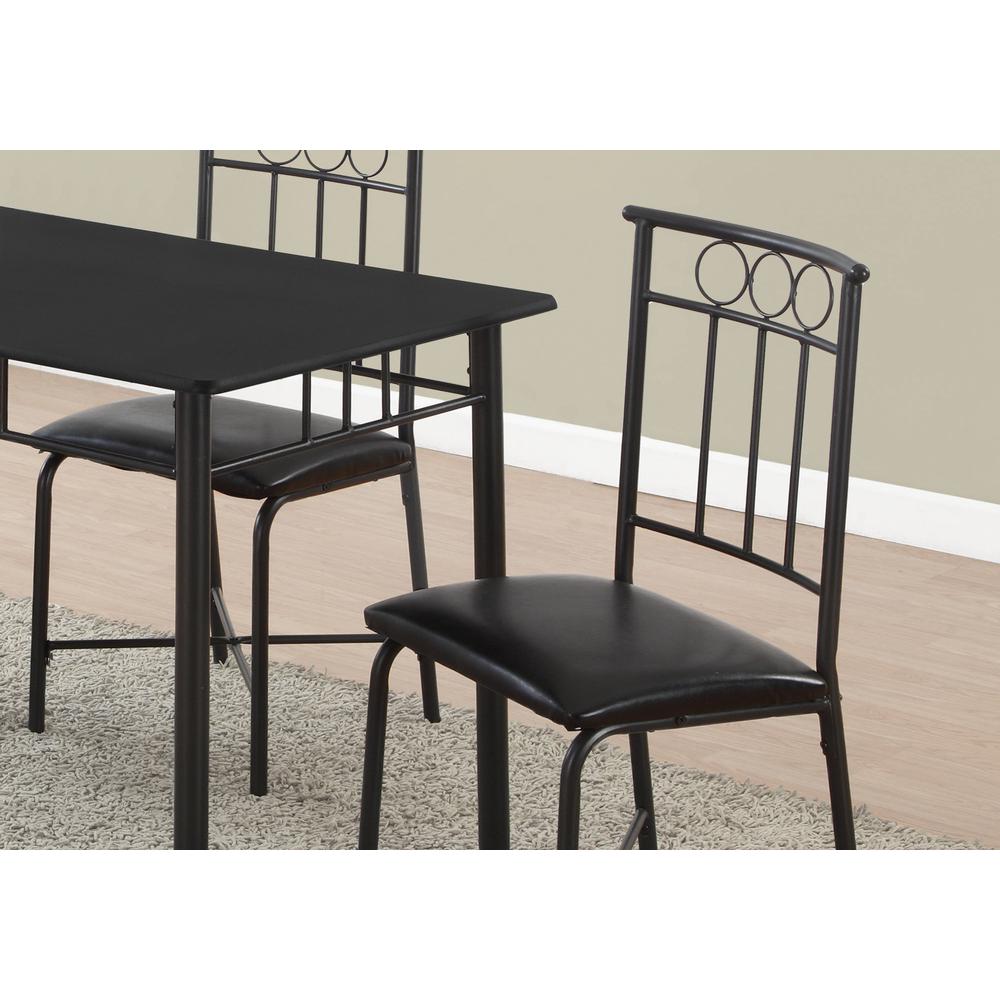 61.5" x 73.5" x 101" Black Metal Foam Polyurethane Leather Look Polyes  5pcs Dining Set - 332567. Picture 2