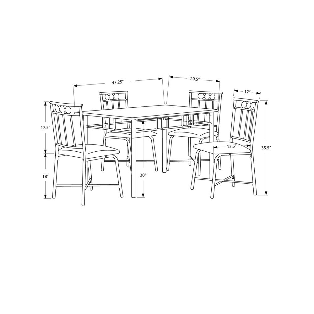 63.5" x 81" x 101" Cappuccino Microfiber Foam and Mdf  5pcs Dining Set - 332573. Picture 3