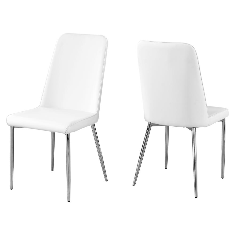 33" x 36" x 74" White Foam Metal Leather Look  Dining Chairs 2pcs - 332575. Picture 1