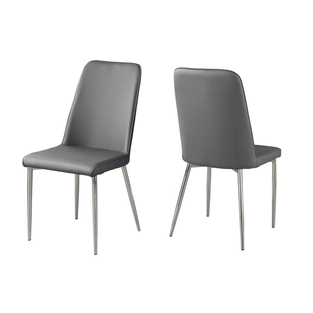 33" x 36" x 74" Grey Foam Metal Leather Look  Dining Chairs 2pcs - 332577. Picture 1