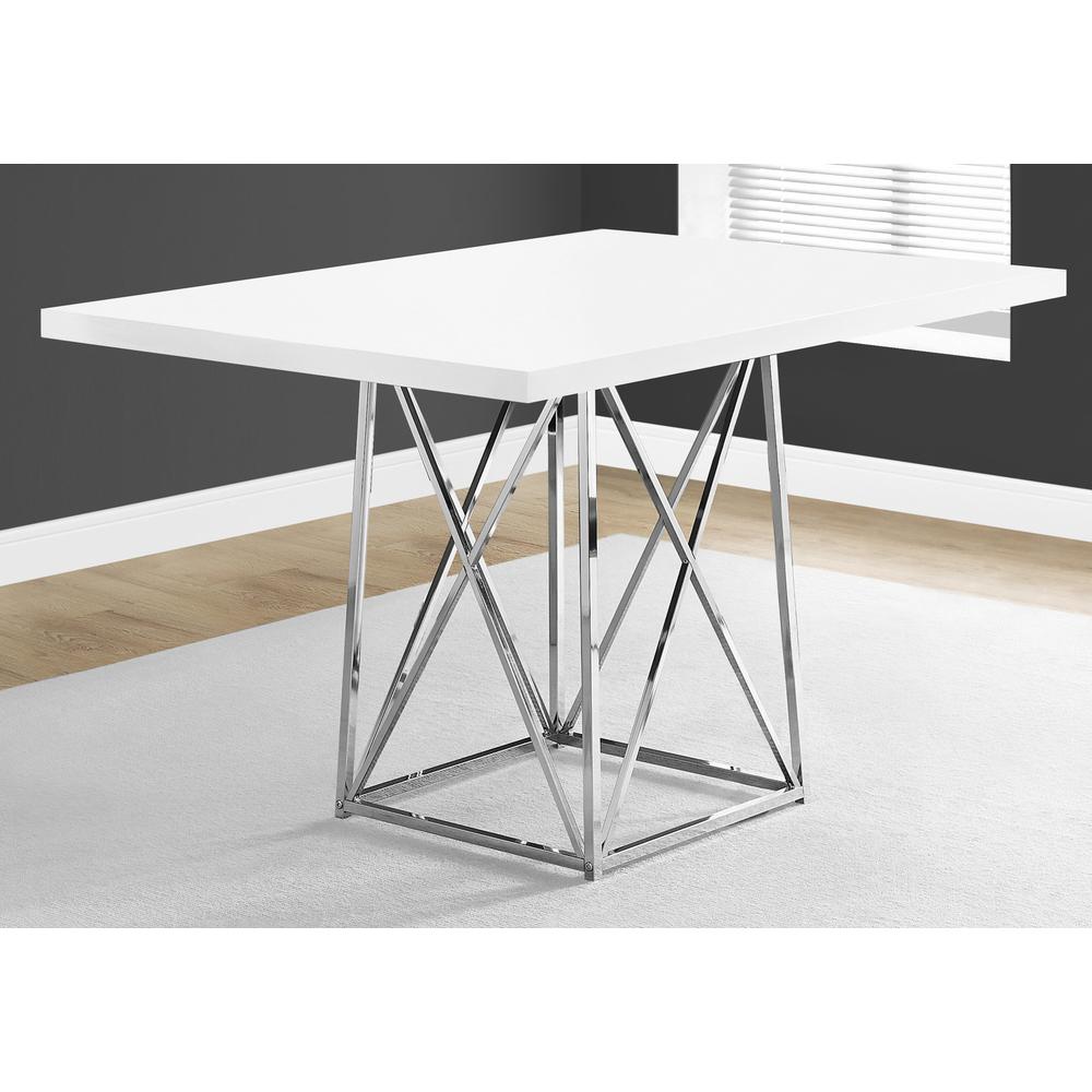 36" x 48" x 31" White  Gloss Particle Board and Chrome  Metal  Dining Table - 332584. Picture 2